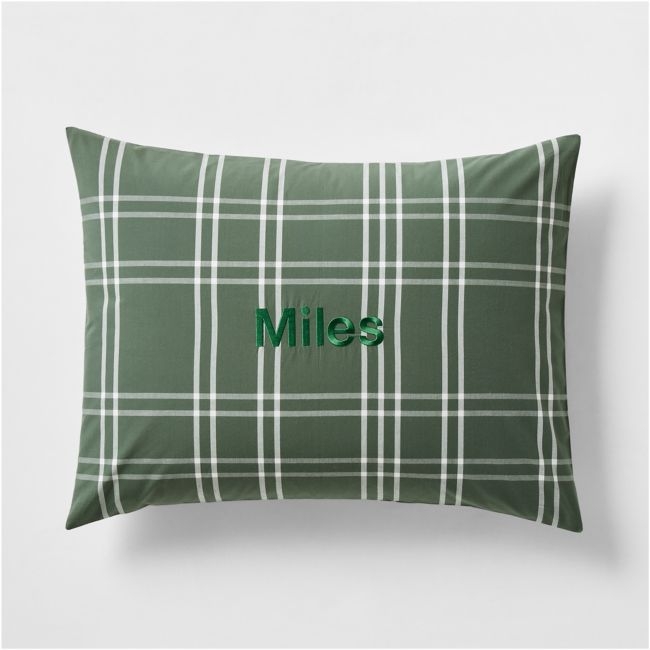Stax Pine Green Organic Cotton Kids Pillow Sham - Image 0