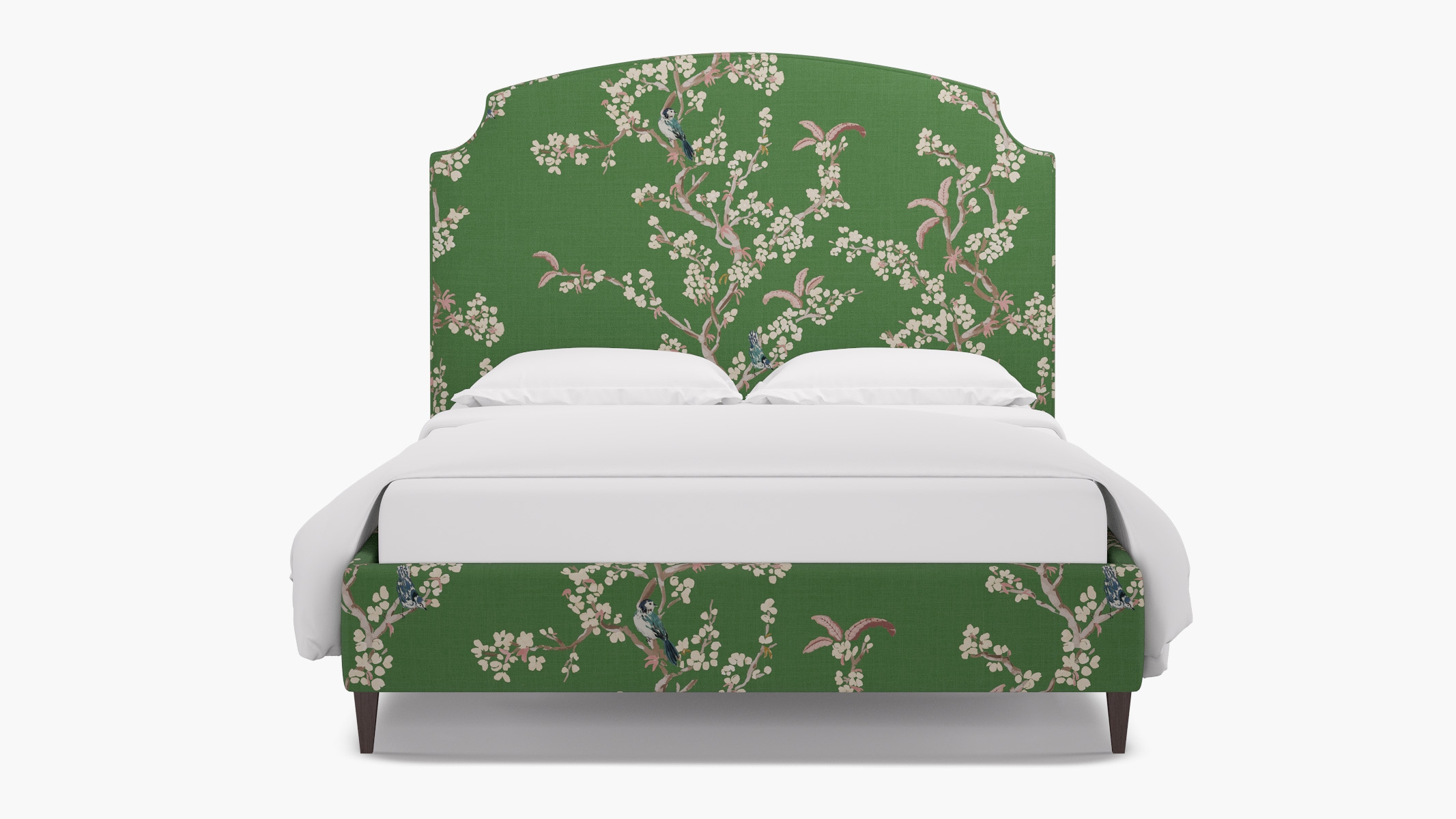 Cove Bed, Jade Cherry Blossom, Espresso Square Tapered Leg, Twin - Image 0