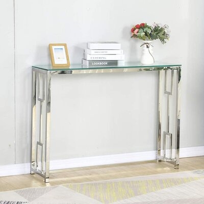 Modern Narrow Silver Glass Console Tables For Hallway And Entryway - Image 0