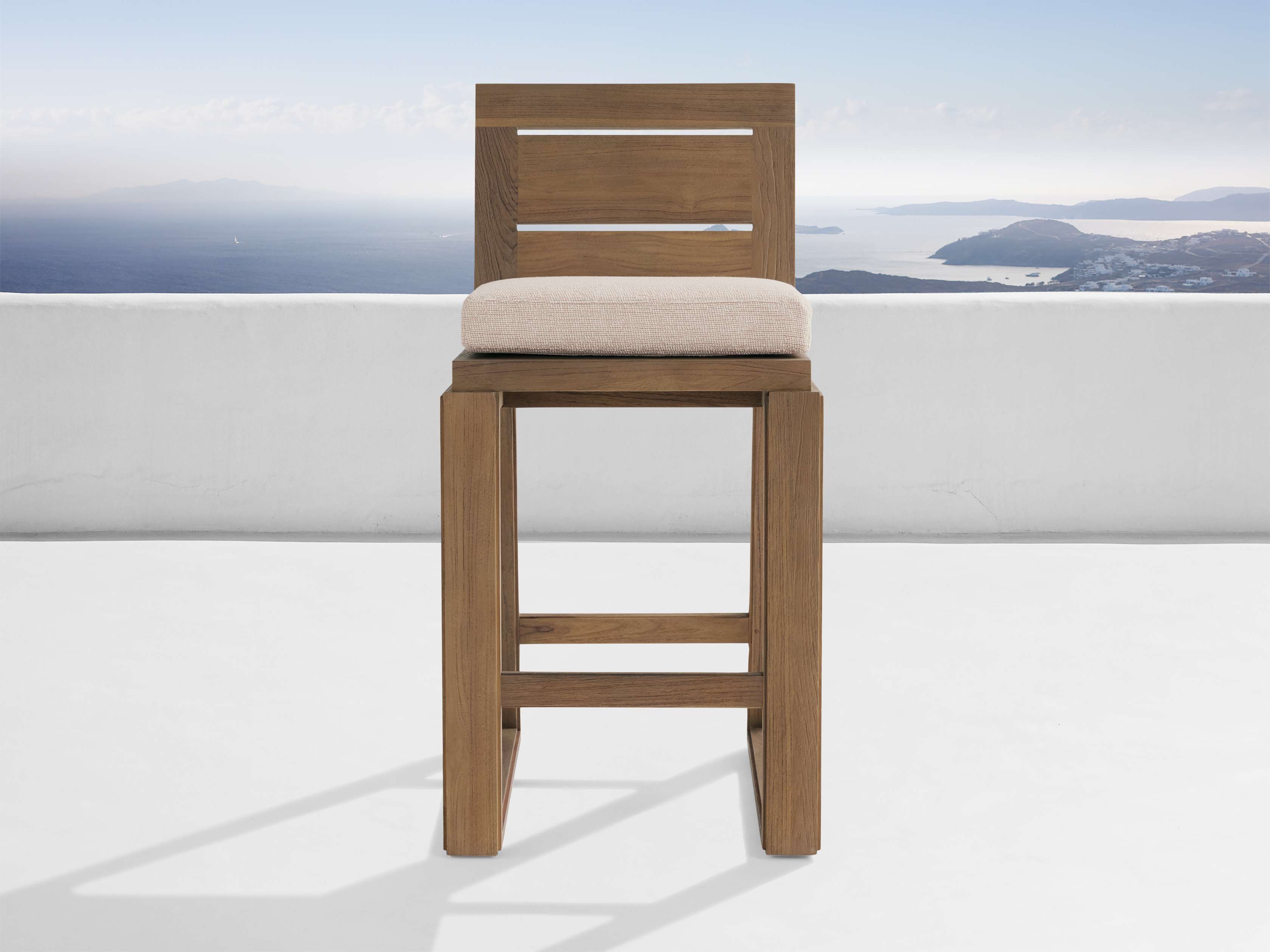 Canyon Outdoor Barstool Teak in Natural  Dani Rosewood/Weathered Fawn - Image 0
