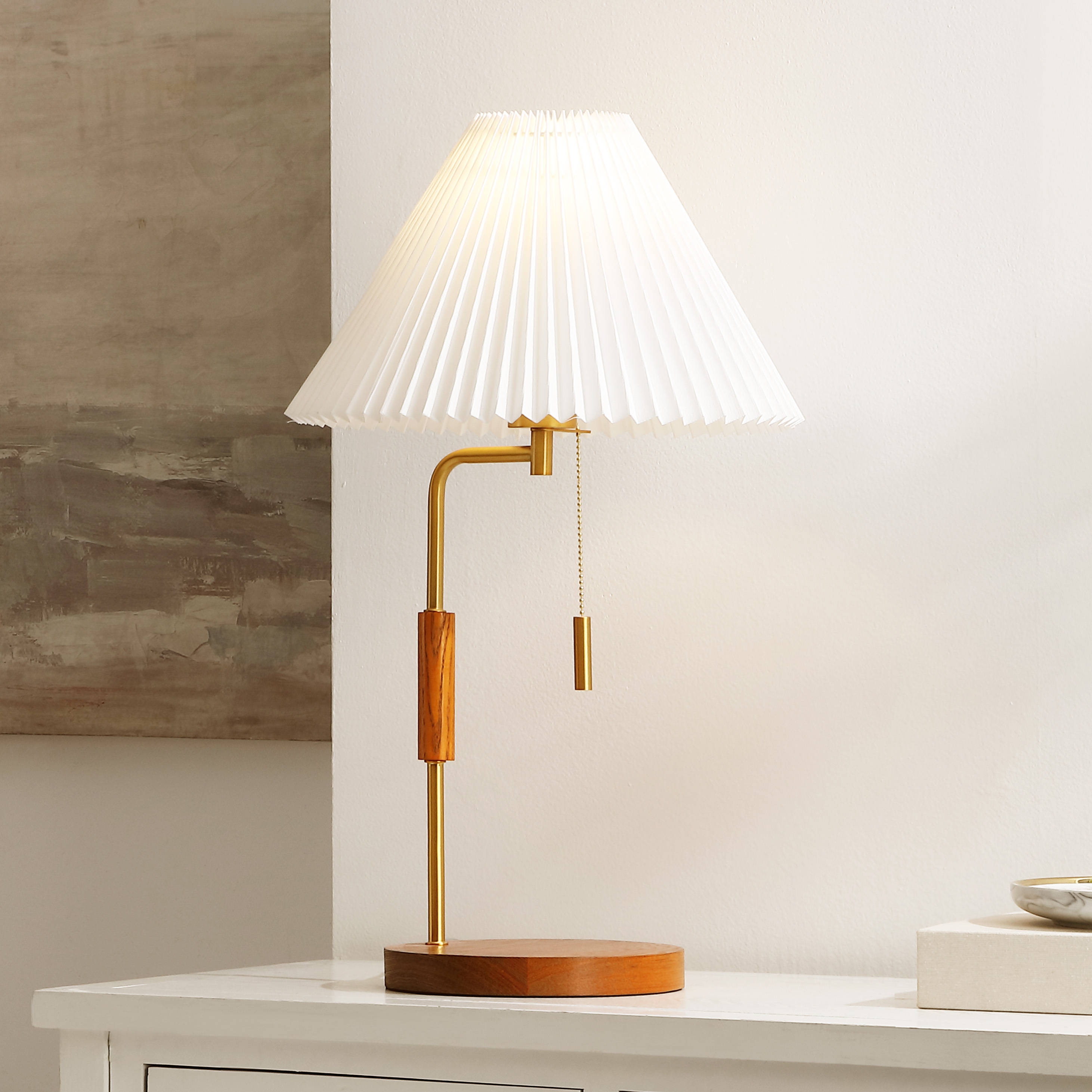 Jonah 24" Table Lamp - Walnut / Brass - Safavieh - Image 2