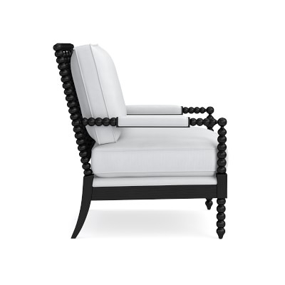 Spindle Chair, Down Cushion, Perennials Performance Canvas, Grey, White Leg - Image 2