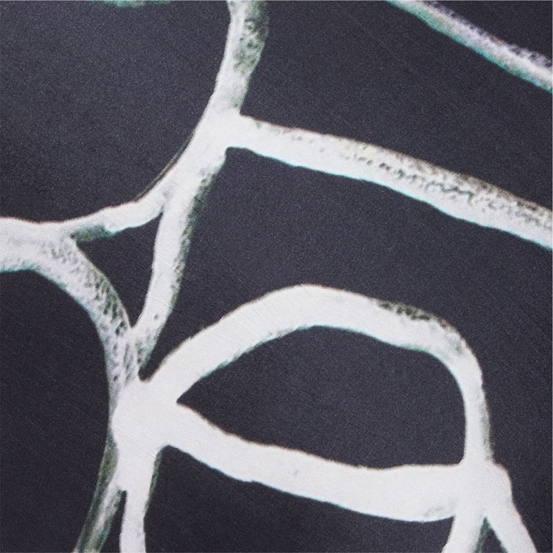 Kyo Black and White Silk Throw Pillow with Feather-Down Insert 20"x20" - Image 3