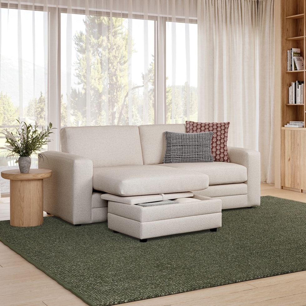 Riley 84" Reversible Storage Sectional - Napa White - Image 1