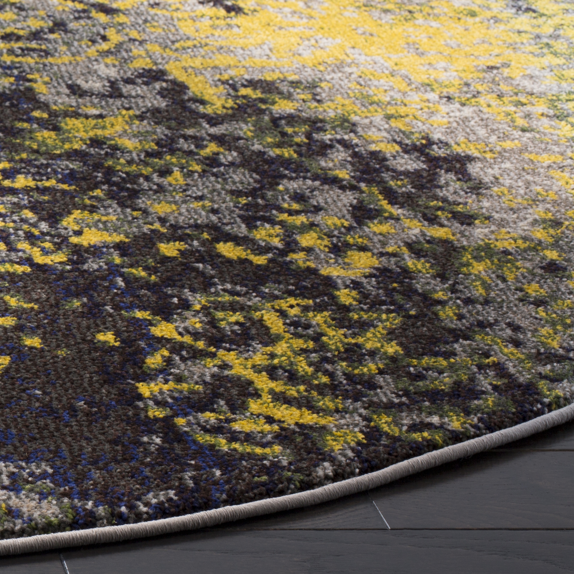 Arlo Home Woven Area Rug, MNC223G, Grey/Multi,  6' 7" X 6' 7" Round - Image 2