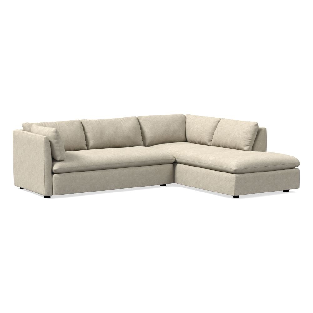 Shelter 106" Right 2-Piece Bumper Chaise Sectional, Distressed Velvet, Dune - Image 0