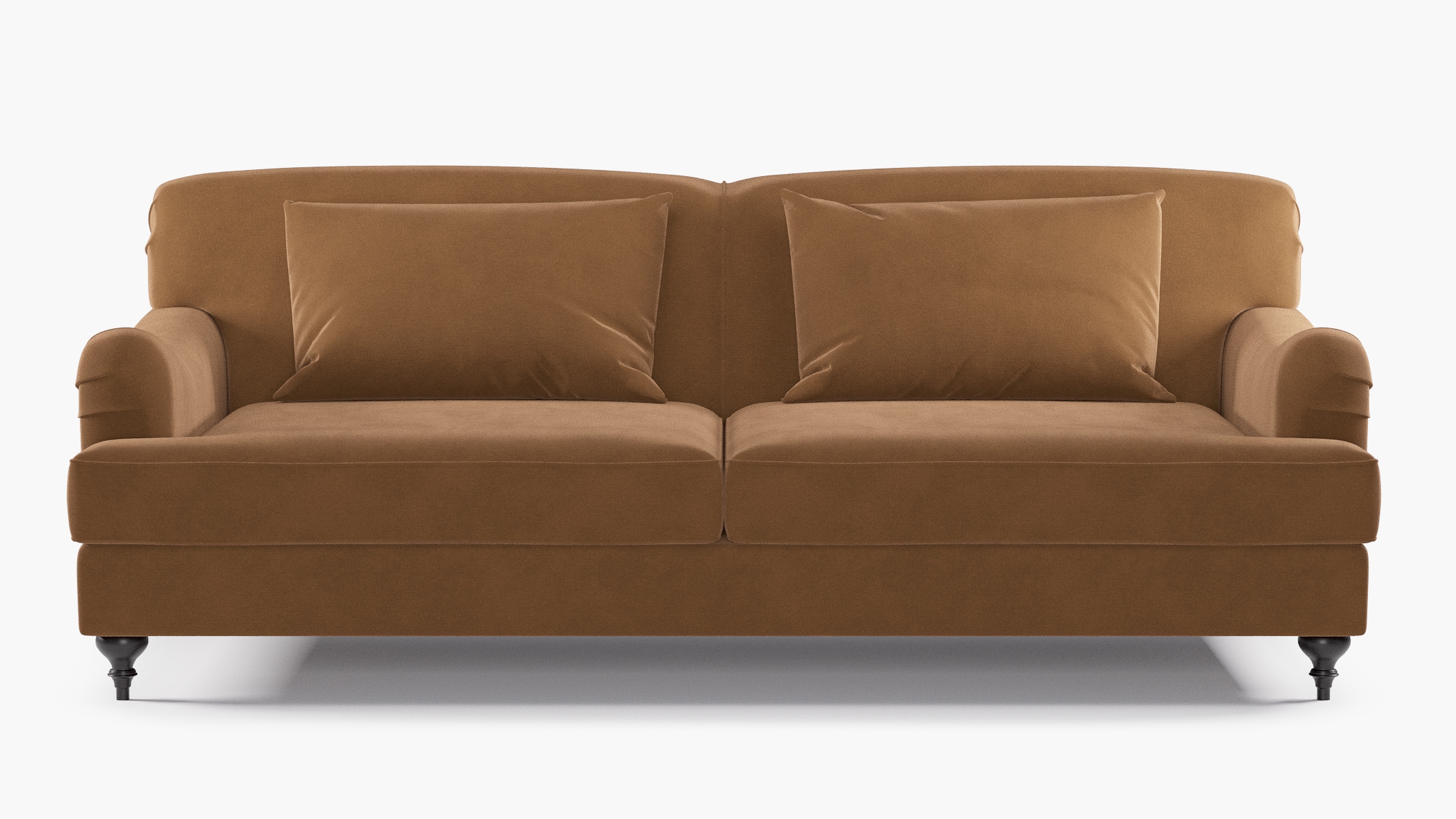 English Roll Arm Sofa, Nutmeg Luxe Velvet, Espresso - Image 0