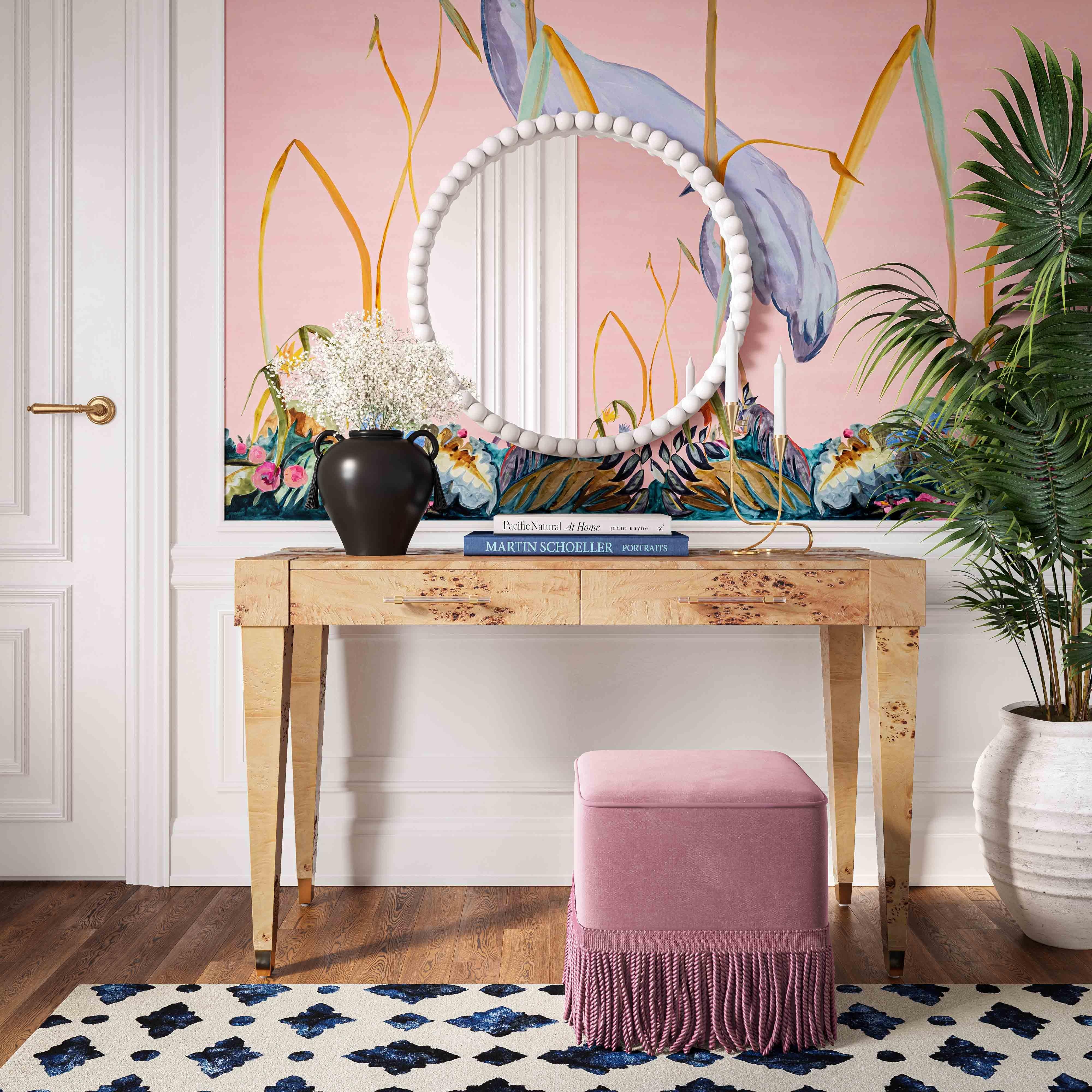 Fenn Mauve Velvet Ottoman - Image 7