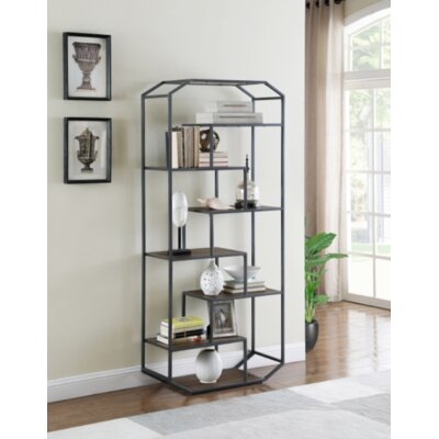 Accetta 6-shelf Bookcase Rustic Brown And Dark Grey - Image 0
