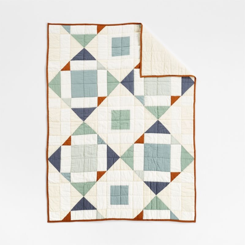 Heritage Blue Organic Cotton Baby Crib Quilt - Image 4