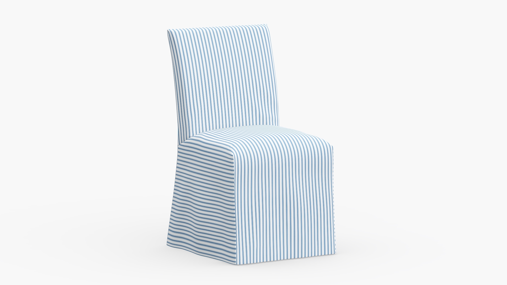 Slipcovered Dining Chair, Cornflower Classic Ticking Stripe - Image 0