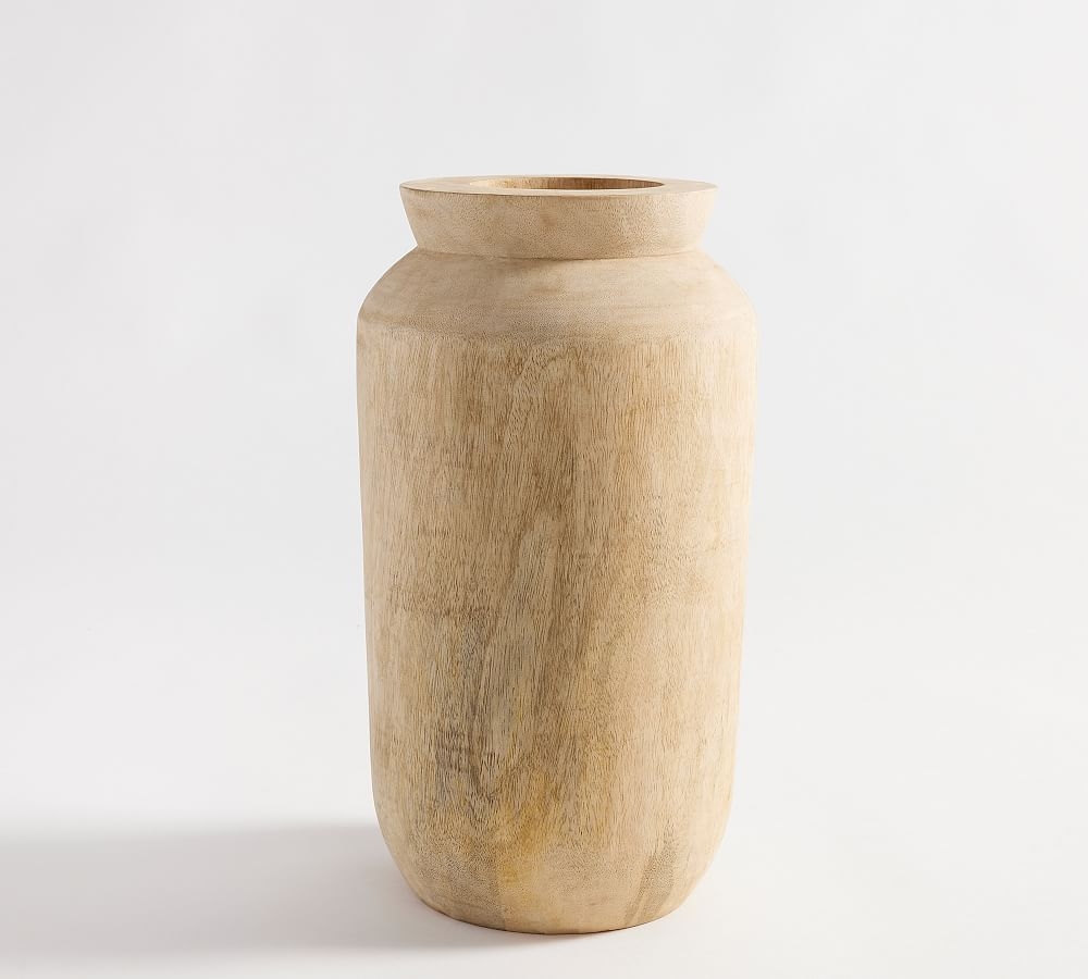 Mango Wood Large Jar Vase, Natural - Image 0