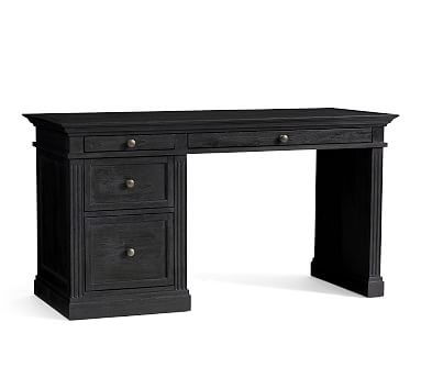 Livingston 57" Writing Desk with Drawers, Dusty Charcoal - Image 0