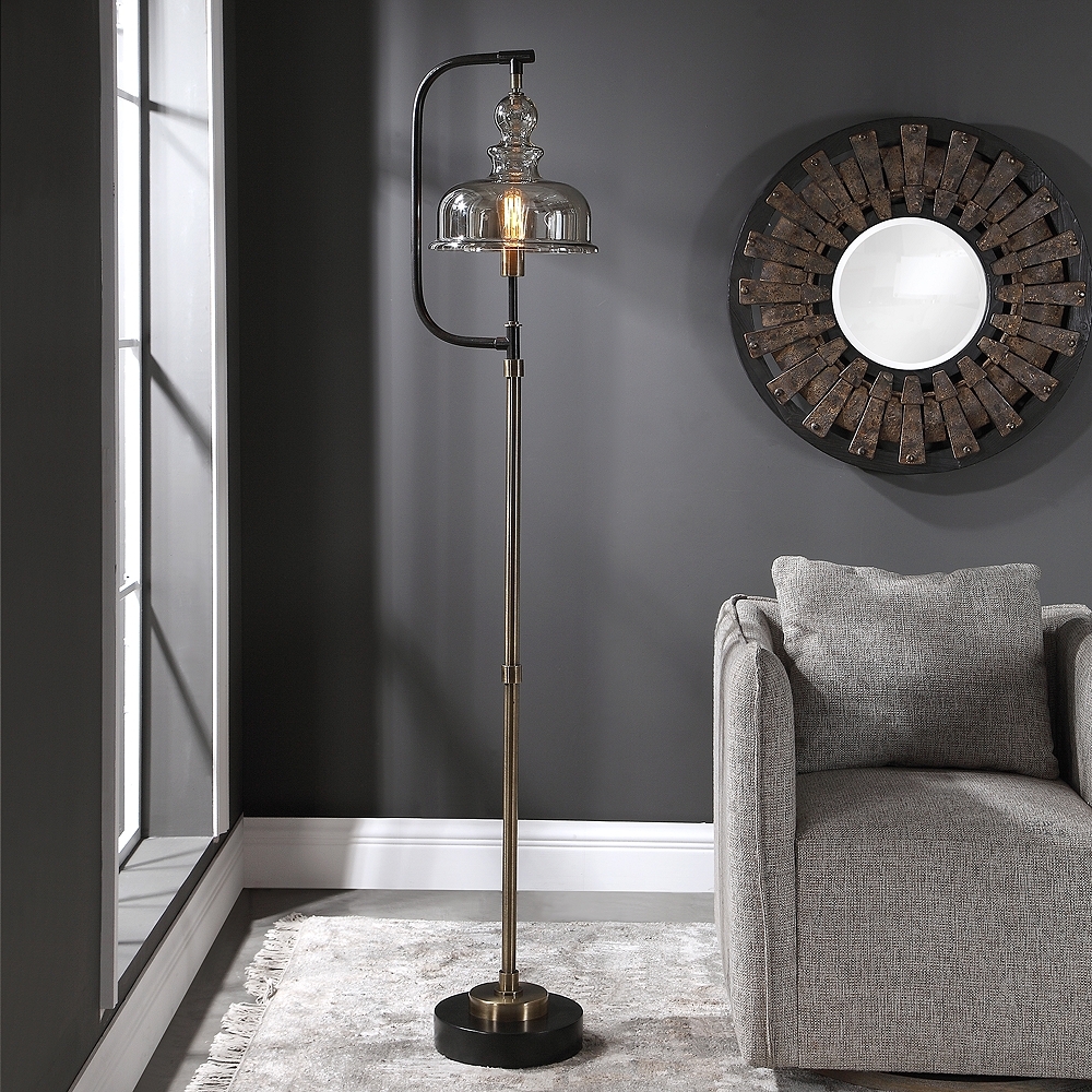 Uttermost Elieser Brushed Brass and Aged Black Floor Lamp - Style # 96F29 - Image 0