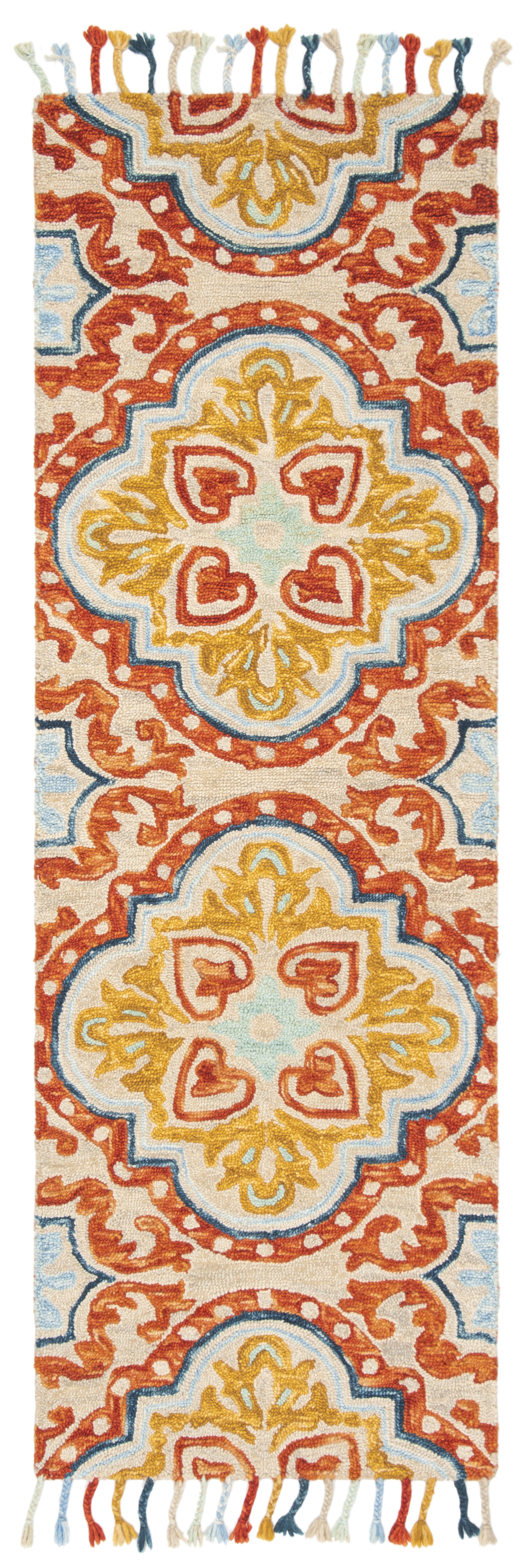 Arlo Home Hand Tufted Area Rug, APN217A, Beige/Rust,  2' 3" X 7' - Image 0