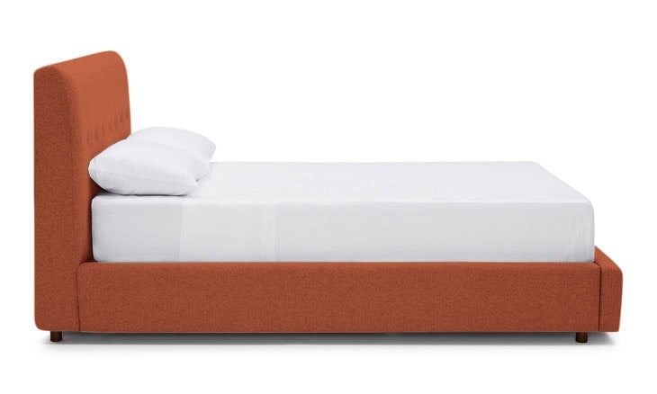 Orange Alvin Mid Century Modern Storage Bed - Sorrento Coral  - Mocha - Queen - Image 2