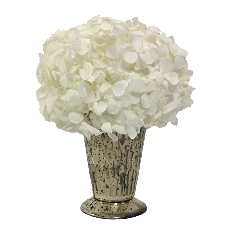  Glass Julep Cup Hammered - Hydrangea Ice Blue Flowers/Leaves Color: White - Image 0