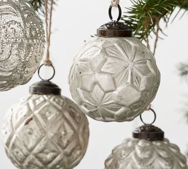 Mercury Adorned Ornament Set of 6 - Silver - Image 1