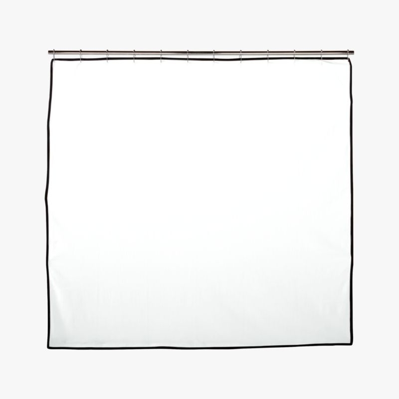 Capri Organic Cotton White with Black Border Shower Curtain 72" - Image 3
