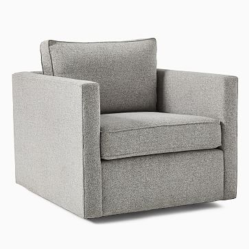 Harris Swivel Chair, Poly, Performance Coastal Linen, Storm Gray, Concealed Support - Image 1