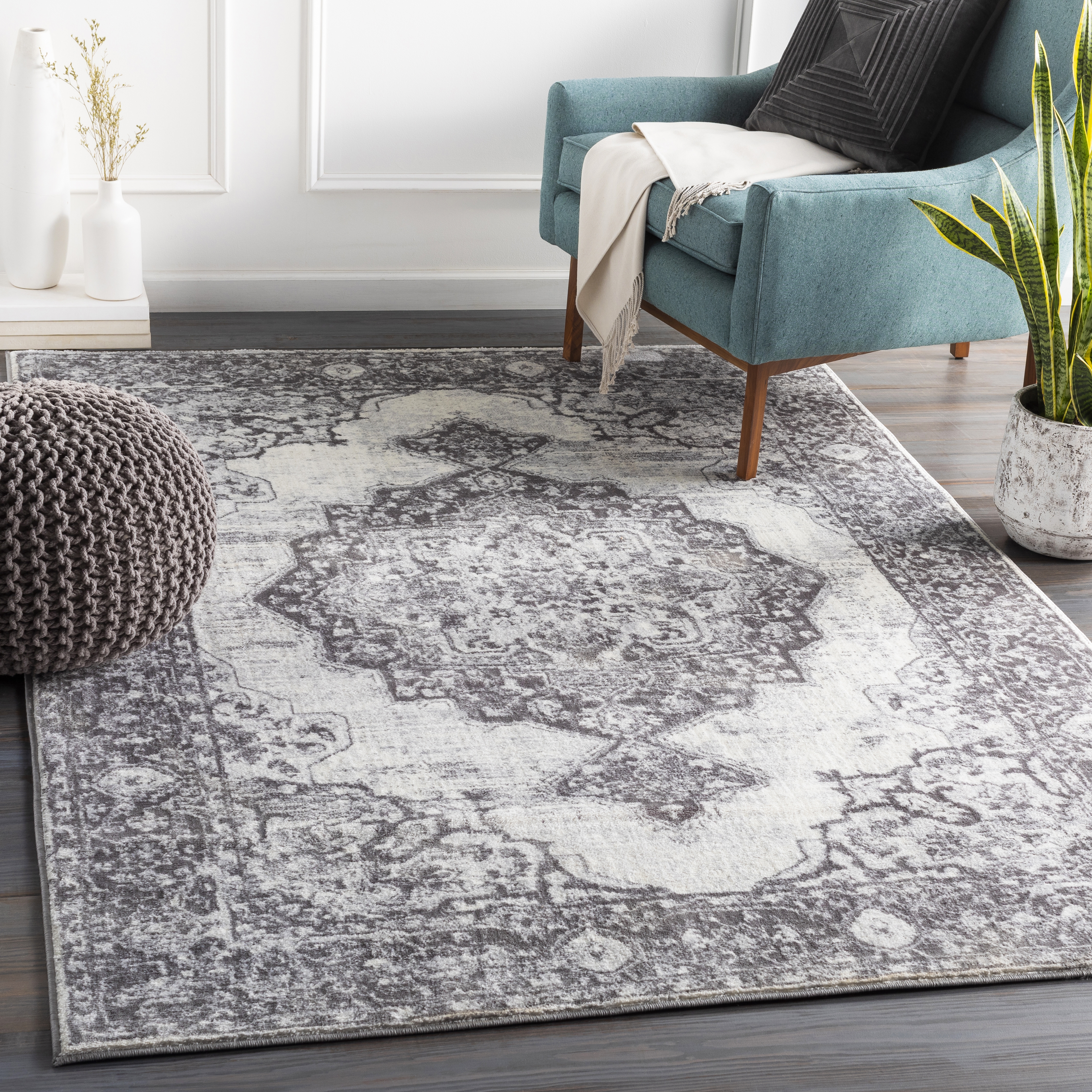 Wanderlust Gray Indoor 8'10" x 12'4" Machine Woven Rug - Image 1