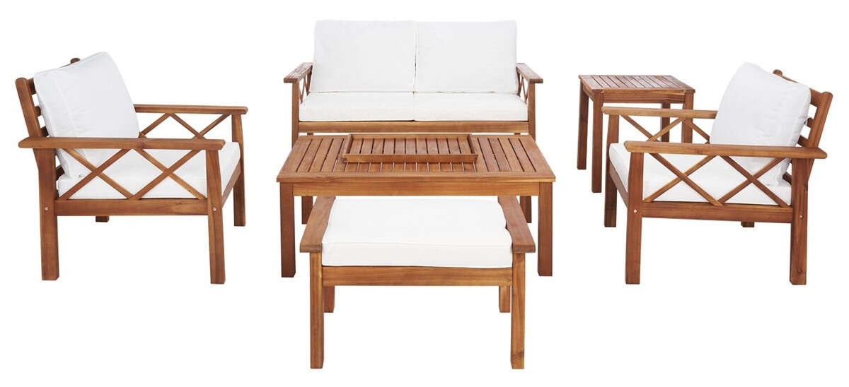 Loanna 6Pc Outdoor Living Set - Natural/Beige - Safavieh - Image 0