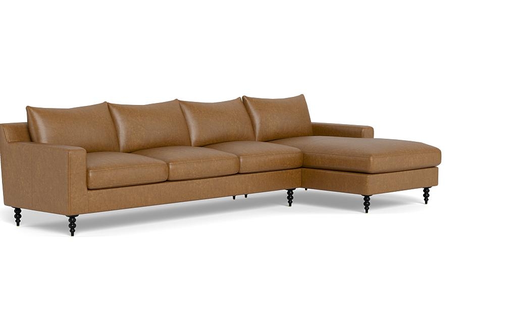 Sloan Leather 4-Seat Right Chaise Sectional - Image 1