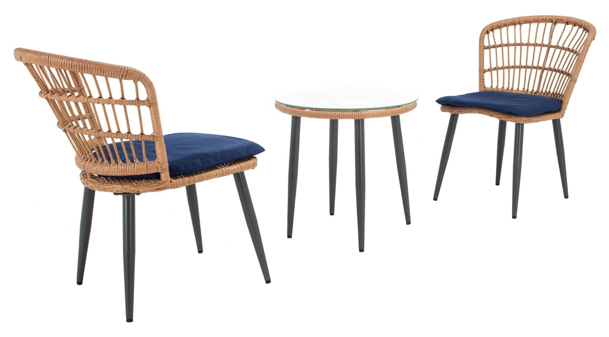 Prenza 3 Pc Lounger Set - Natural/Navy - Safavieh - Image 6