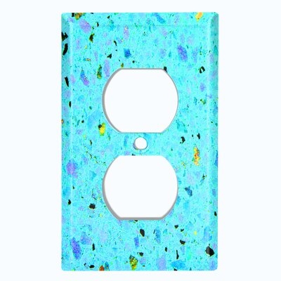 Metal Light Switch Plate Outlet Cover (Marble Blue Teal Print 1  - Single Duplex) - Image 0