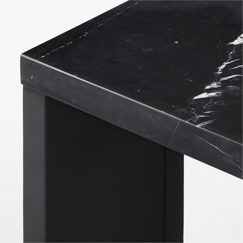 Sydney 72'' Rectangular Black Marble Dining Table with Black Steel Legs - Image 4
