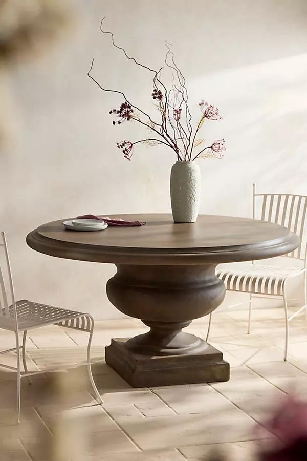 Venetian Stone Pedestal Round Dining Table - Image 0