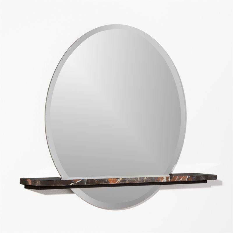 Emery Round Mirror with Marble Shelf - Image 4