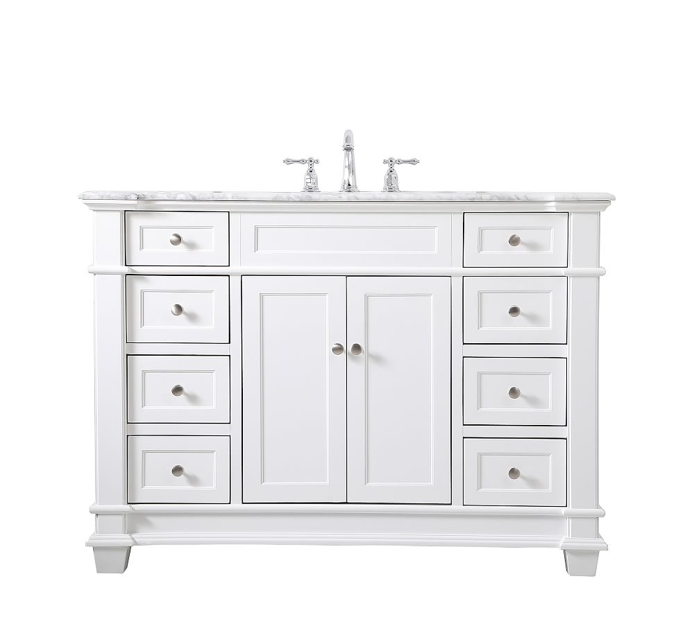 White Engel Single Sink Vanity, 48" - Image 0
