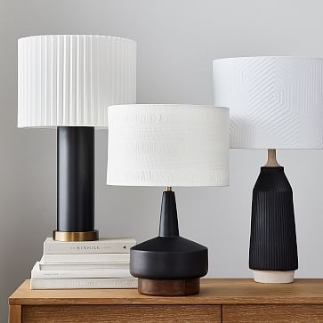 Drum Shade Table Lamp White Pleated (11") - Image 1