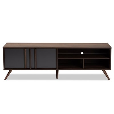 Delinda Modern And Contemporary Two-Tone Grey And Walnut Finished Wood 2-Door TV Stand - Image 0