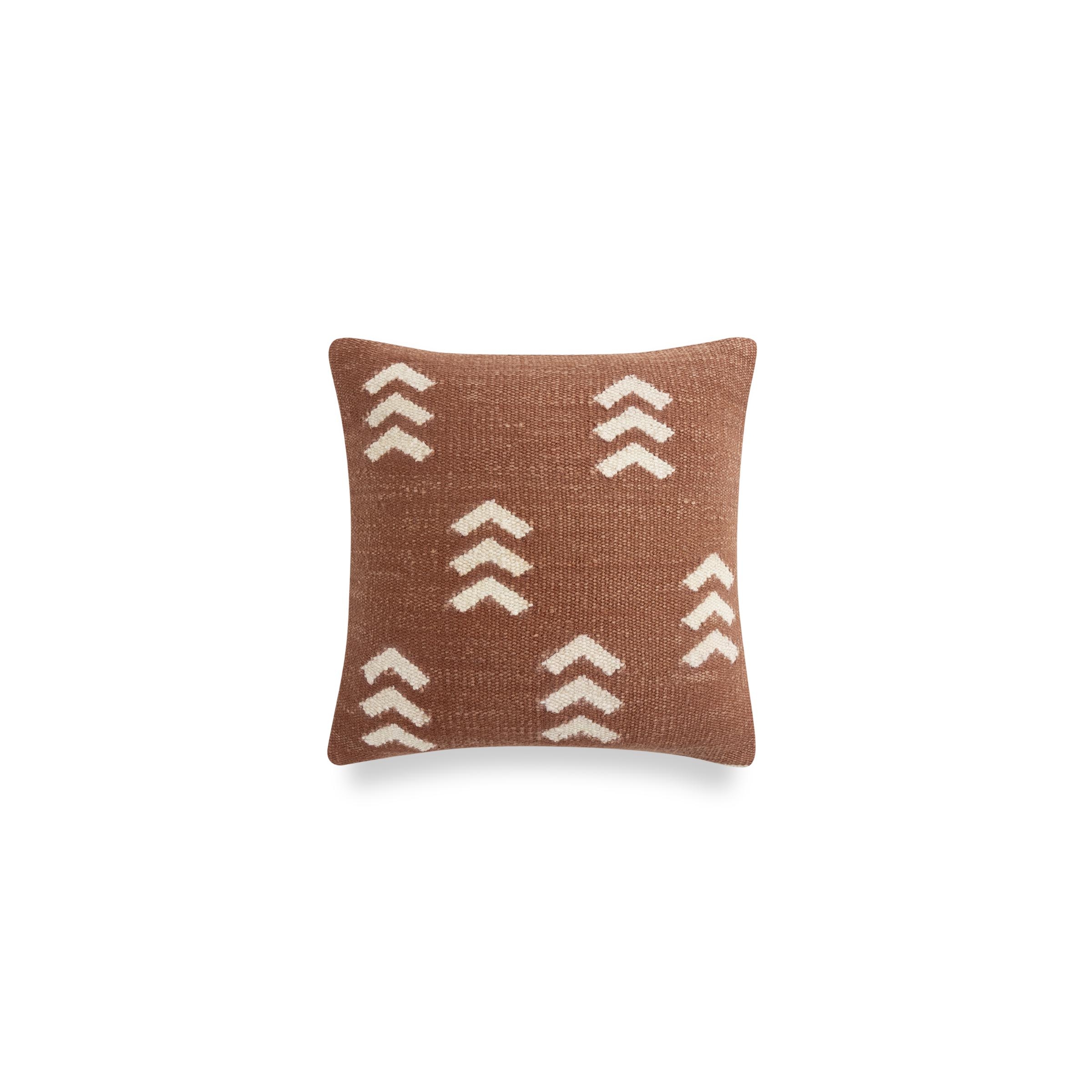 Chevron Hand-tufted Pillow Cover in Brick Red - Image 0