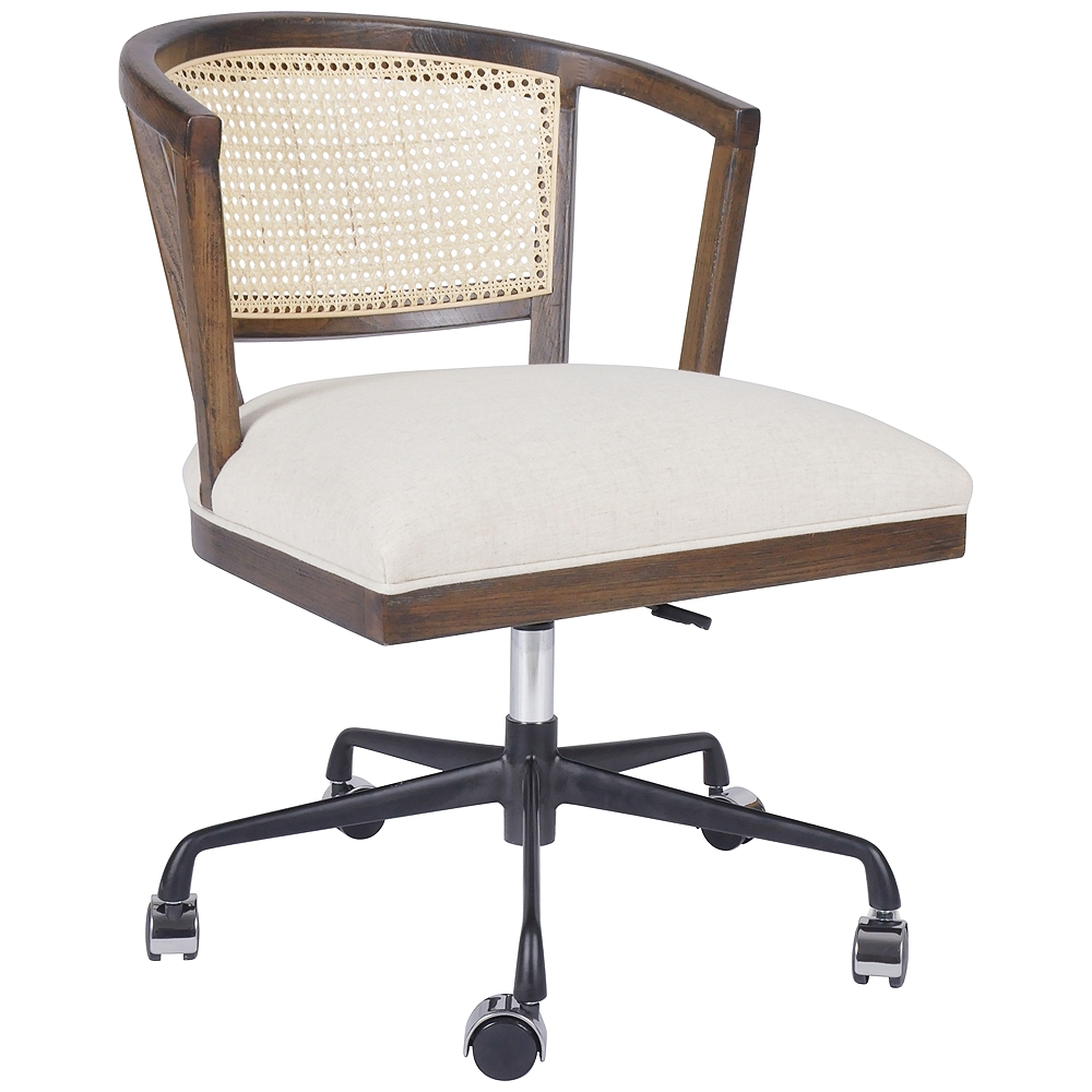 Alexa Mid-Century Beech and Cane Adjustable Swivel Desk Chair - Style # 97M52 - Image 0