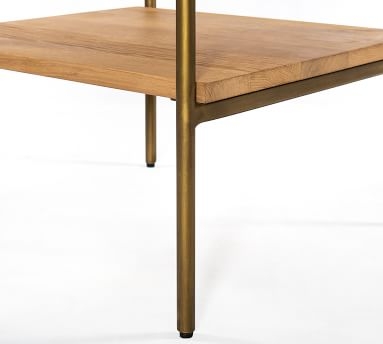 Archdale Rectangular Side Table, Satin Brass & Natural Oak - Image 2