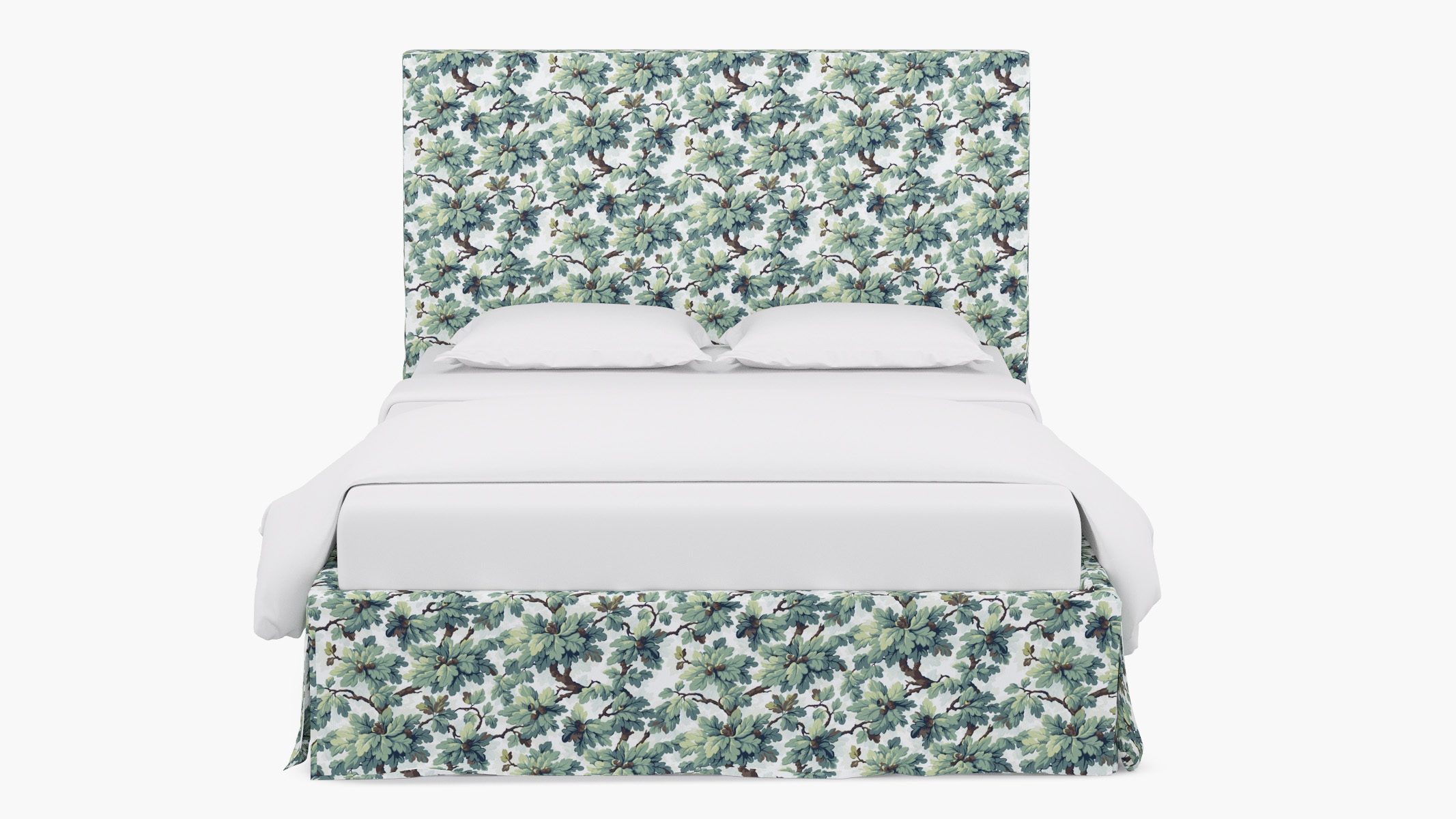 Slipcovered Bed, Sage Woodland, Queen - Image 1