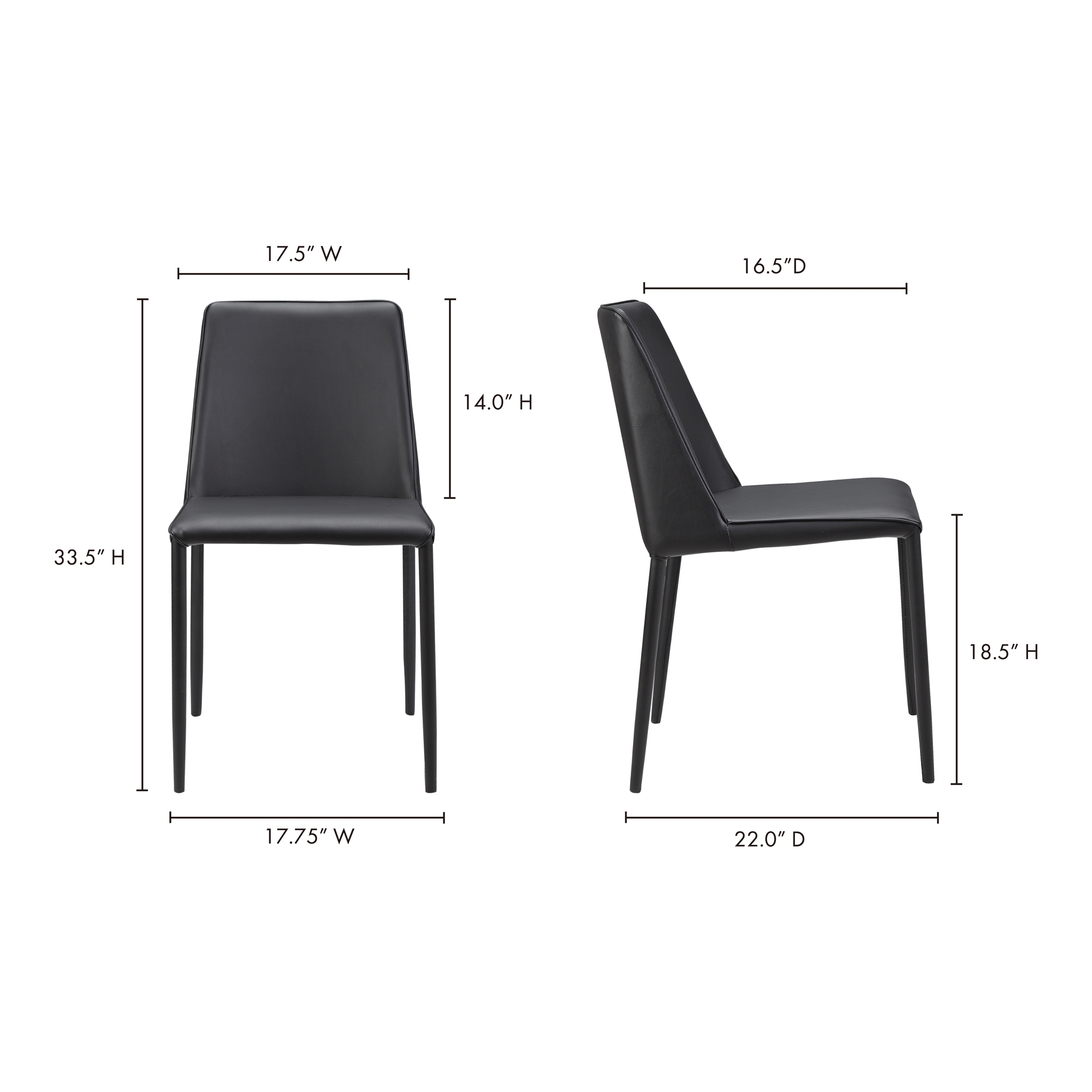 Nora Dining Chair Black Vegan Leather - Set Of Two - Image 7
