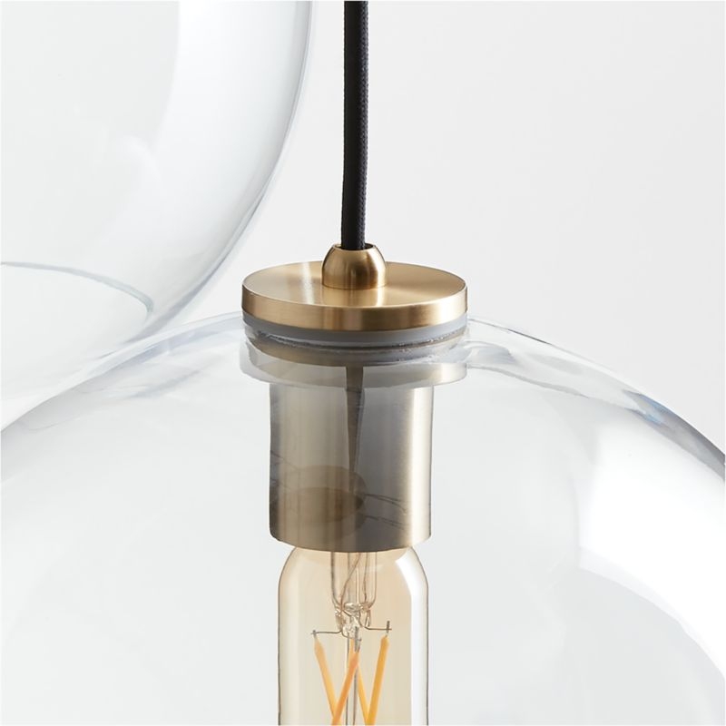 Arren Brass 3-Light Pendant Light with Large Round Clear Glass Shades - Image 2