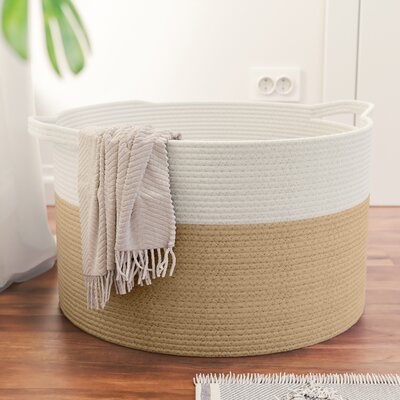 Cotton Rope Storage Basket Bin With Handles, Baby Nursery Laundry Basket Hamper, Toy Storage Basket - Image 0