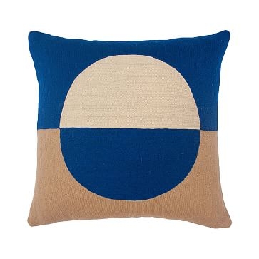 Marianne Circle Pillow Hand, Embroidered Blue Pillow - Image 3