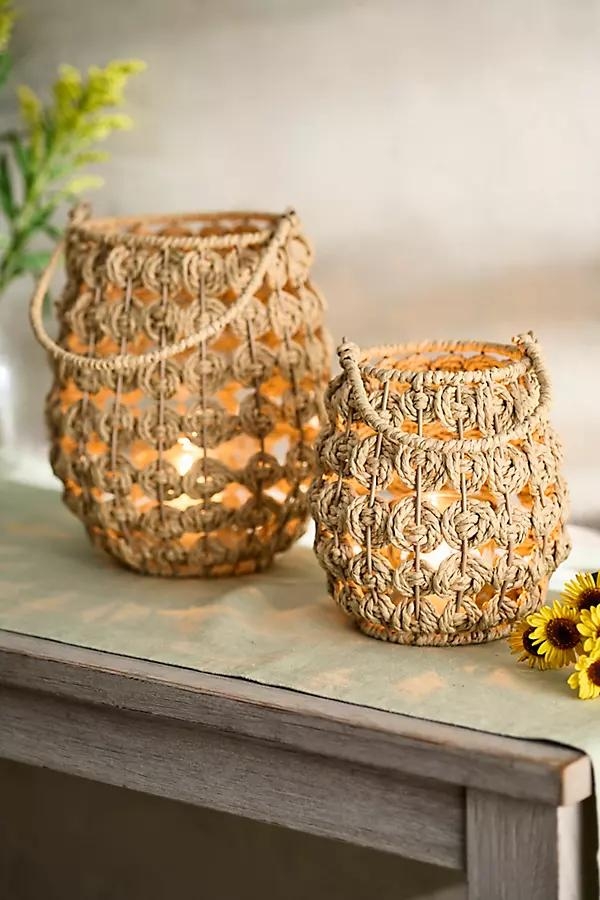Woven Paper + Glass Lantern - Image 0
