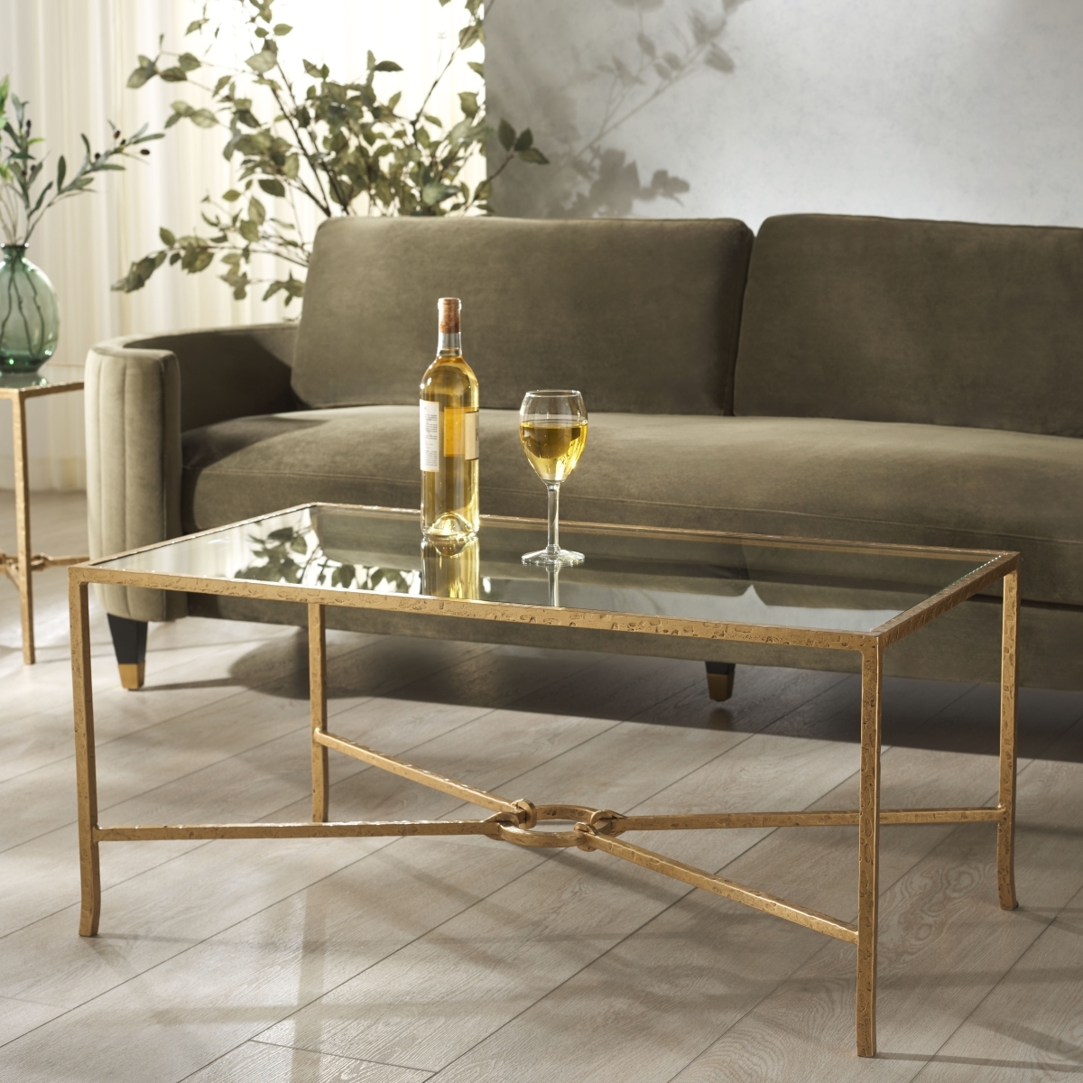 Tauri Metal Coffee Table - Brass/Clear - Image 1