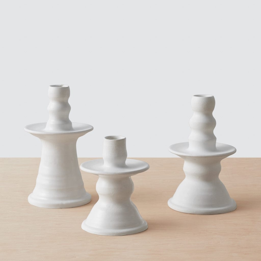 The Citizenry Zoli Ceramic Candle Holders Set of 3 | White - Image 2
