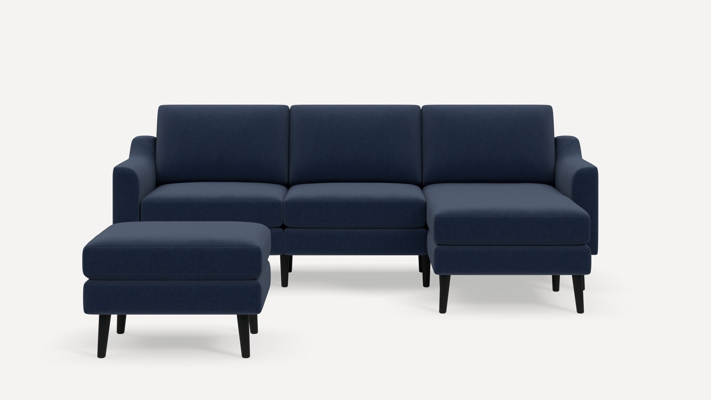 Nomad Sofa Sectional with Ottoman - Navy Blue - Performance Flatweave / Ebony - Wood / Slope - Image 0