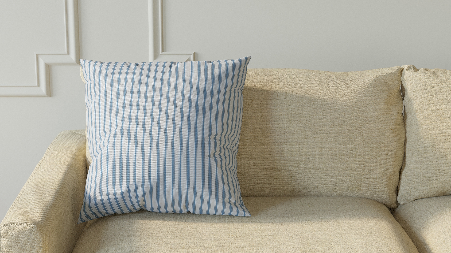 Throw Pillow 20", Cornflower Classic Ticking Stripe, 20" x 20" - Image 2