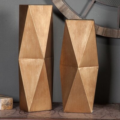 2 Piece Kates Gold 18" Metal Table Vase Set - Image 0