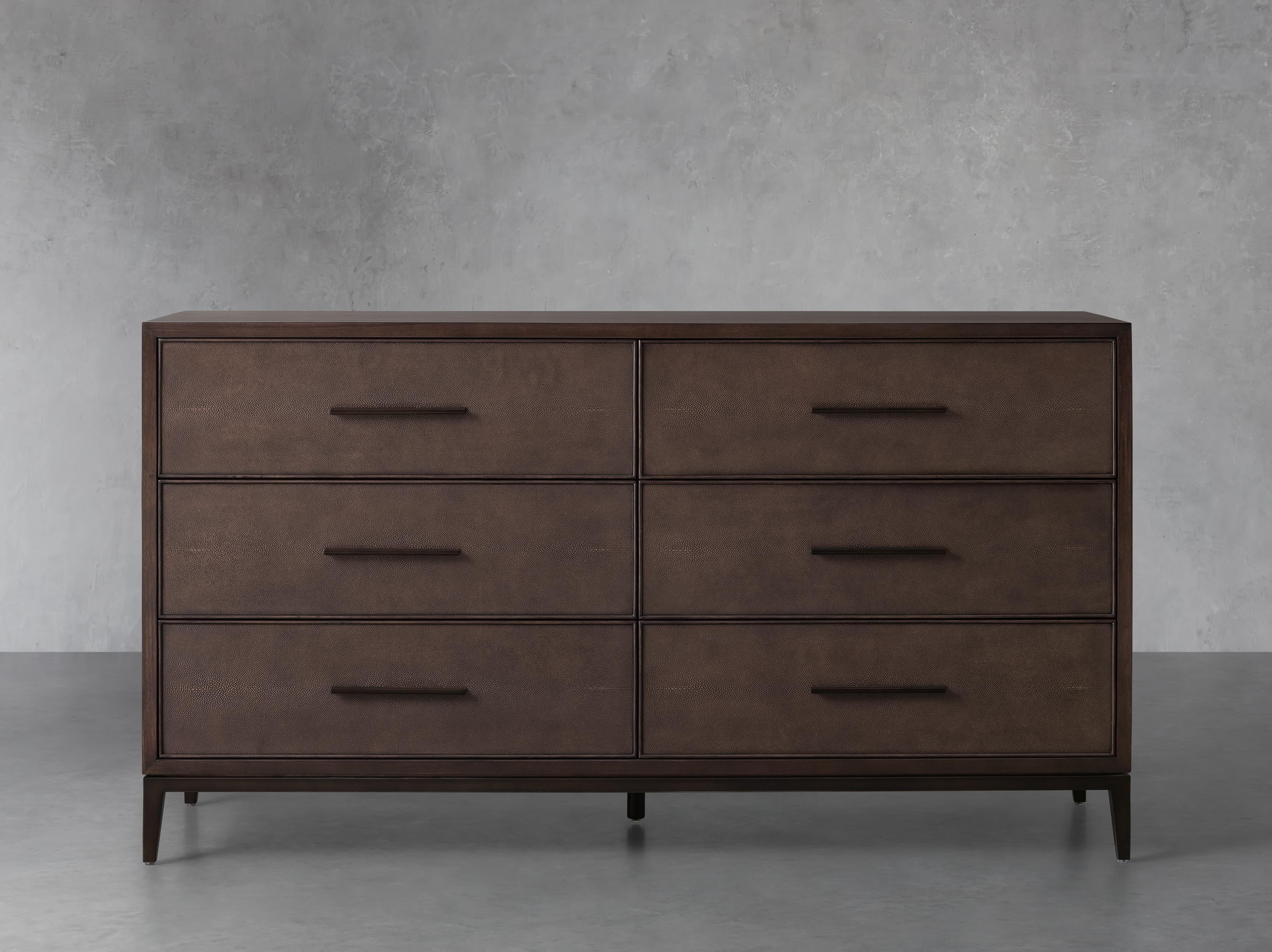 Malone Six-Drawer Dresser in Shagreen Brown  Caramel - Image 0
